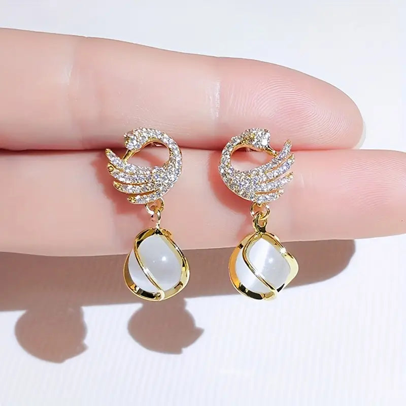 FREYA™ SWAN PENDANT EARRINGS