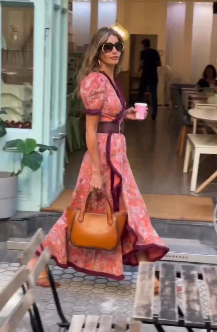 ELISARA™ – PUFF SLEEVE MAXI DRESS WITH ASYMMETRICAL SKIRT