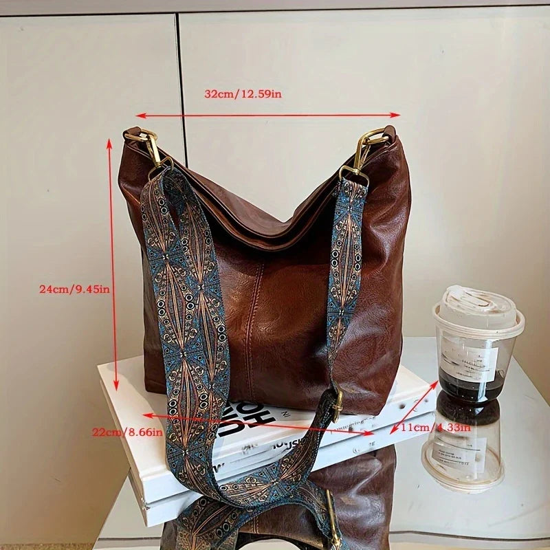 LOVELY LUXE™ — WIDE GEOMETRIC STRAP LARGE CAPACITY CROSSBODY BAG