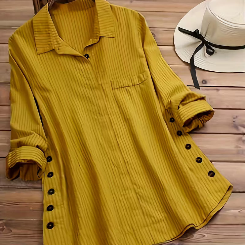 AURORA™ | SOLID SIDE BUTTON BLOUSE