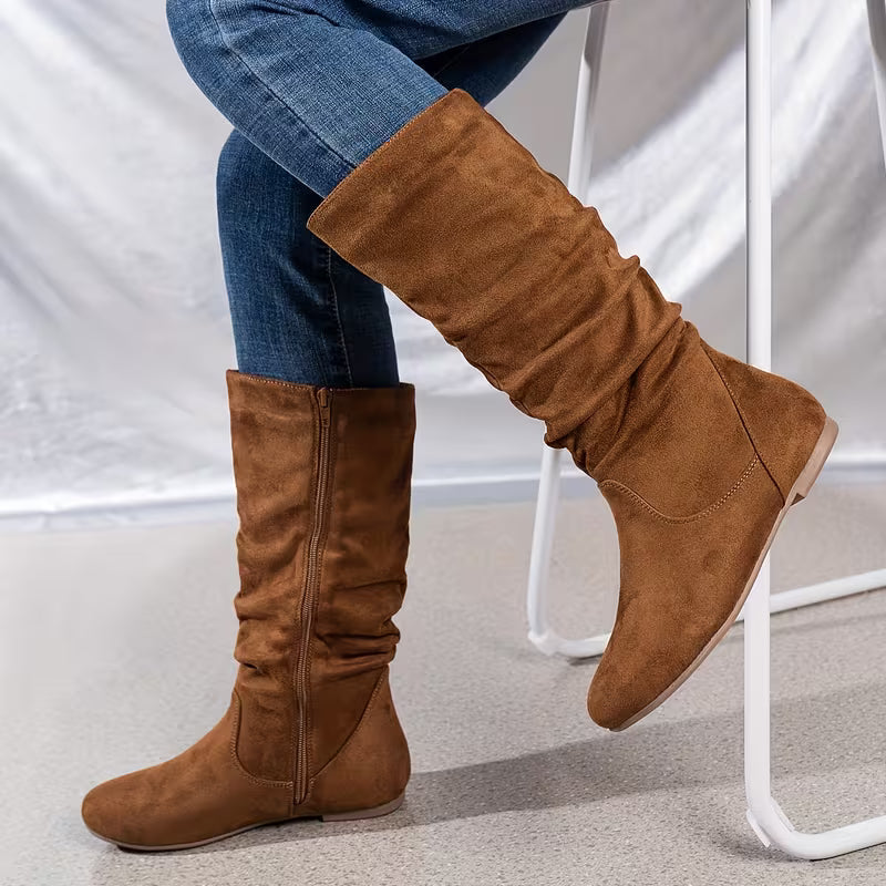 RUBY AUTUMN BOOTS - Mid-Calf & Side Zipper