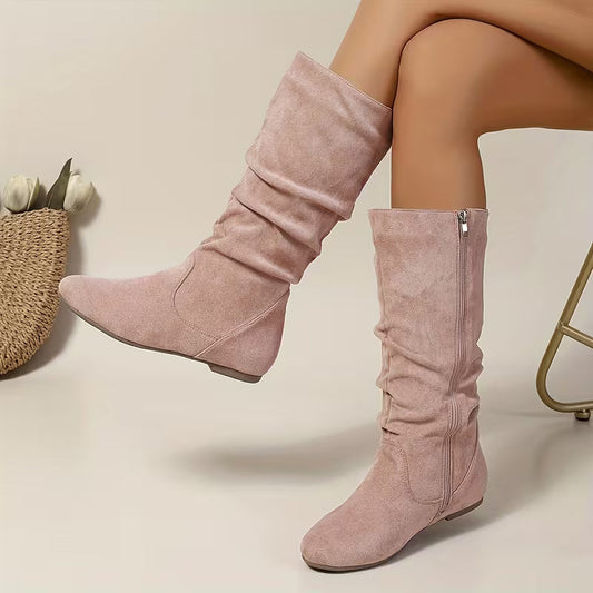 RUBY AUTUMN BOOTS - Mid-Calf & Side Zipper