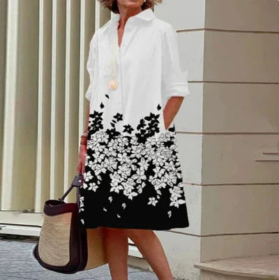 LYVÉA™ – WOMEN’S SOLID COLOR BUTTON-DOWN SHIRT DRESS