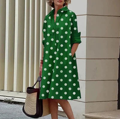 LYVÉA™ – WOMEN’S SOLID COLOR BUTTON-DOWN SHIRT DRESS