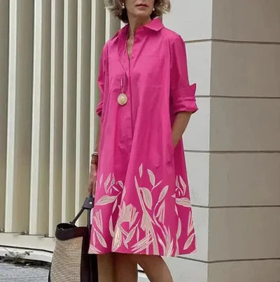 LYVÉA™ – WOMEN’S SOLID COLOR BUTTON-DOWN SHIRT DRESS