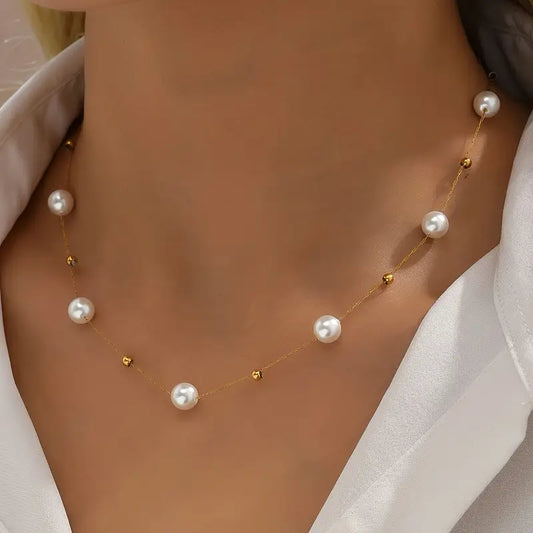 ALINA™ GOLDEN-PLATED PEARL NECKLACE