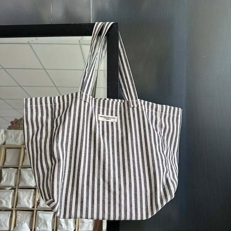 HARPER™ VERTICAL STRIPED FABRIC SHOPPING BAG