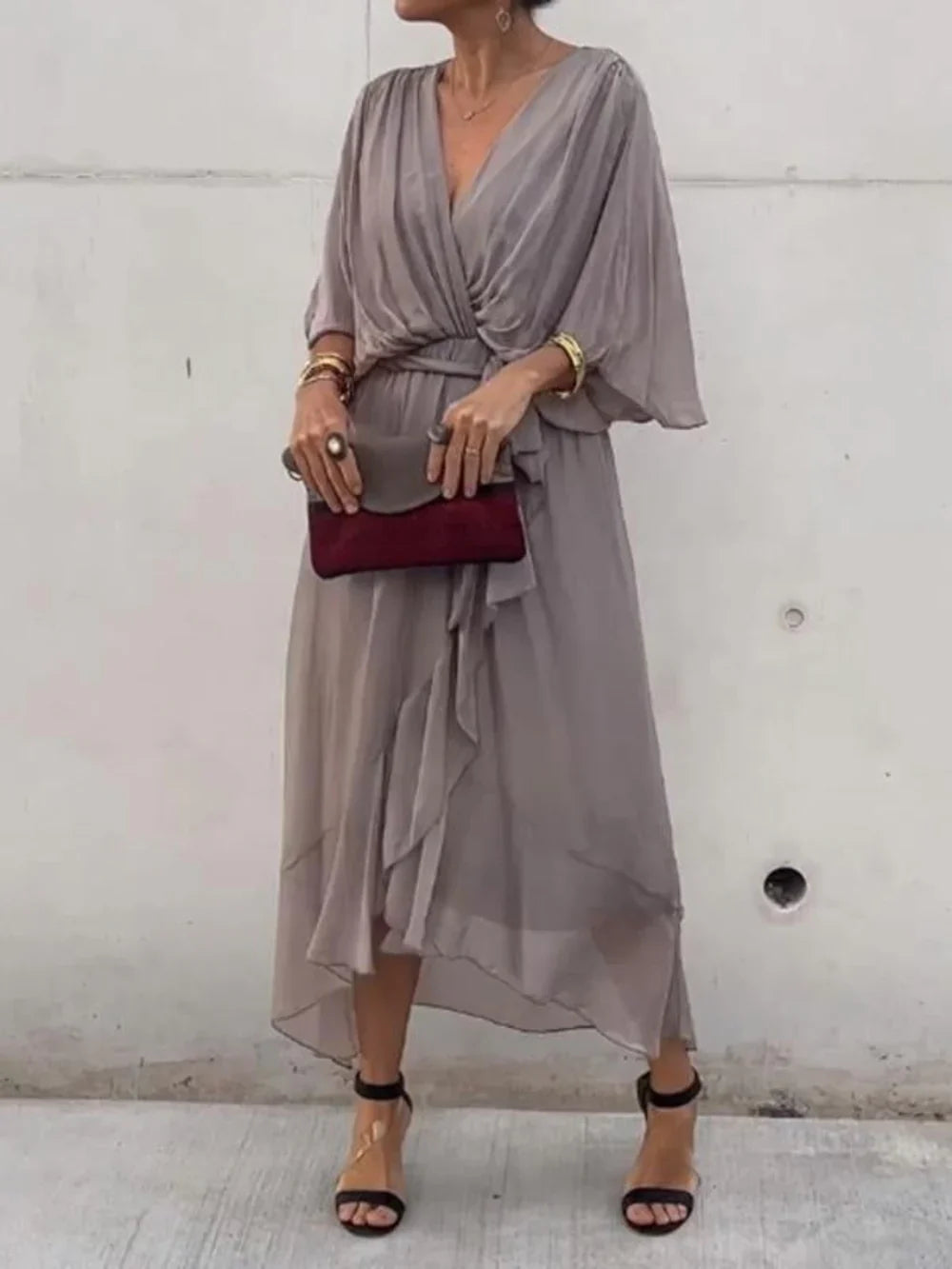 TAYLORIA™ – STYLISH & ELEGANT V-NECK CHIFFON DRESS