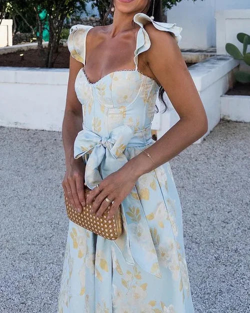 BRYLIN™ – WAIST TIE DRESS WITH BUTTERFLY SLEEVE AND PRINT