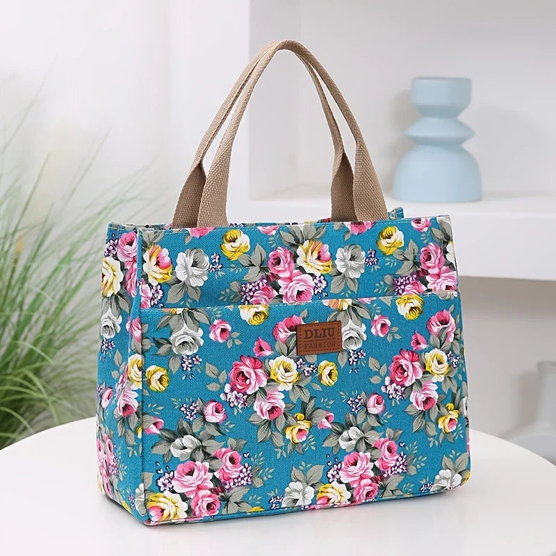 FLORA BLOOM™ — DURABLE FLORAL PRINT TOTE BAG WITH ZIP CLOSURE