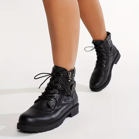 JADE AUTUMN BOOTS - Low-Heel & Knitted Collar
