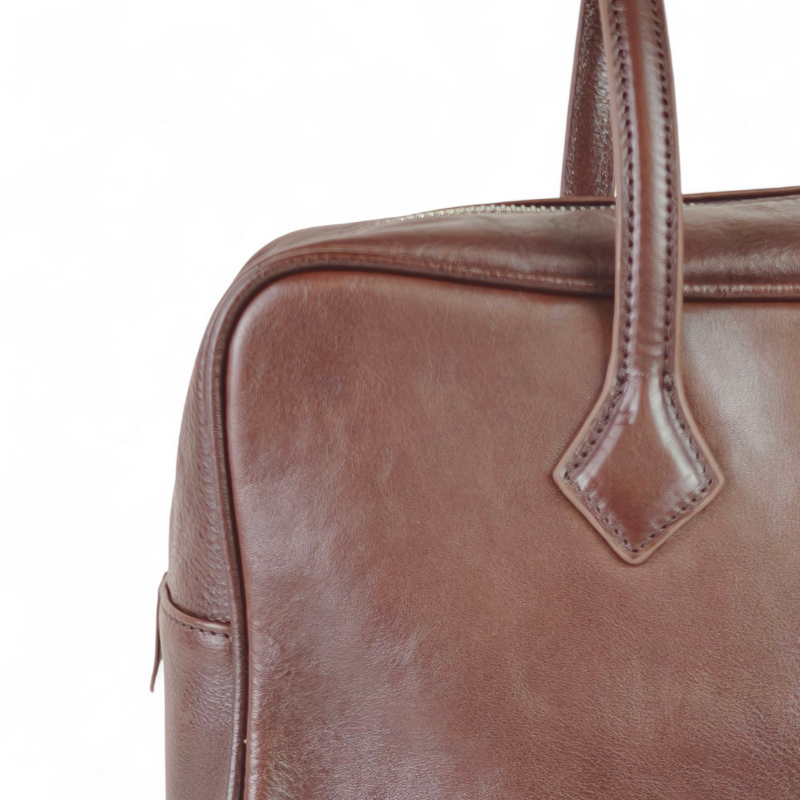 Structured Flor Leather Tote Bag