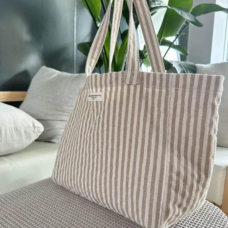 HARPER™ VERTICAL STRIPED FABRIC SHOPPING BAG