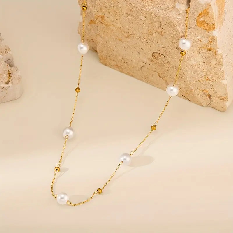 ALINA™ GOLDEN-PLATED PEARL NECKLACE