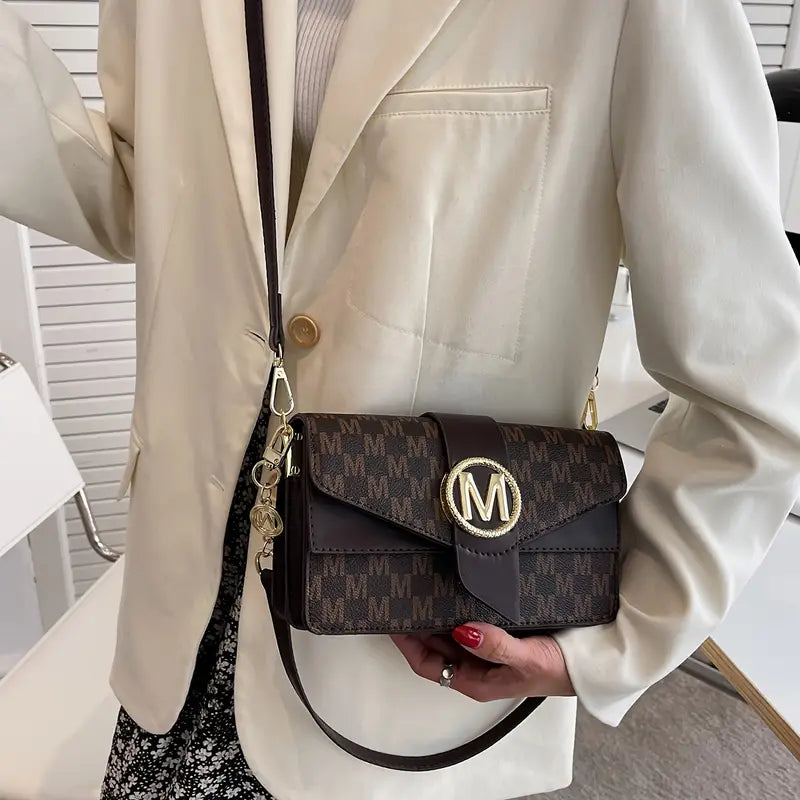 AUDREY™ RETRO LETTER BUCKLE GRAPHIC CROSSBODY BAG