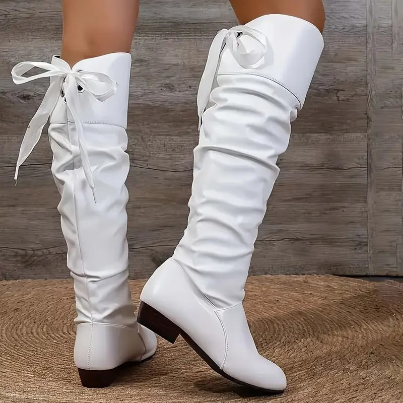 ELEANOR™ ELEGANT WESTERN LACE-UP KNEE-HIGH BOOTS
