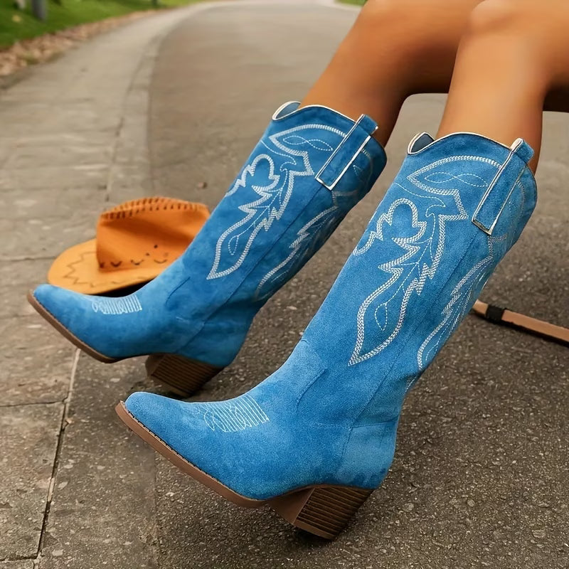 GRACE™ GOLDEN-TRIM EMBROIDERED WESTERN COWBOY BOOTS