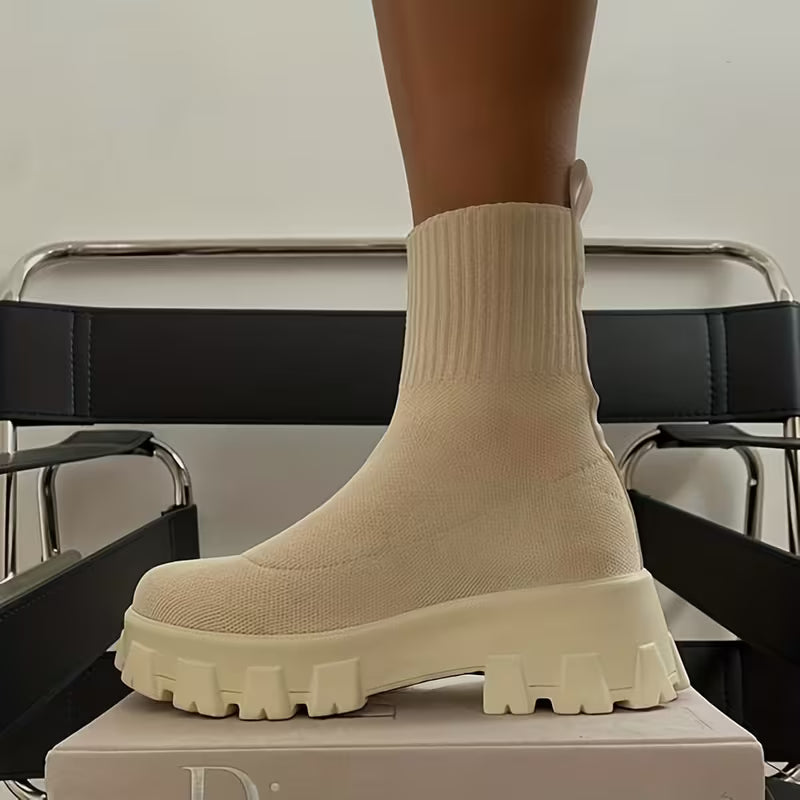 MIA AUTUMN BOOTS - Thick-Soled & Knitted