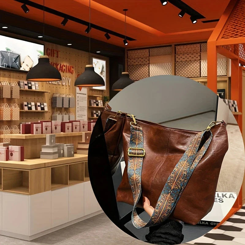 LOVELY LUXE™ — WIDE GEOMETRIC STRAP LARGE CAPACITY CROSSBODY BAG