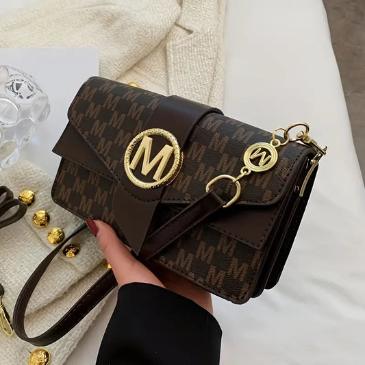 AUDREY™ RETRO LETTER BUCKLE GRAPHIC CROSSBODY BAG