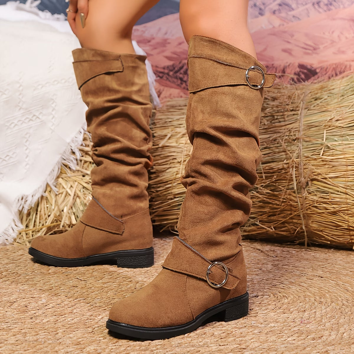 AMELIA™ DOUBLE STRAP BUCKLE FASHION BOOTS