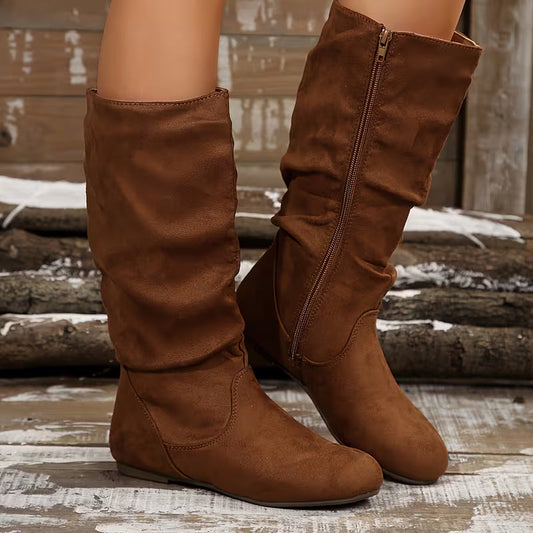 MAYA AUTUMN BOOTS - Vintage Round-Toe & Side Zipper