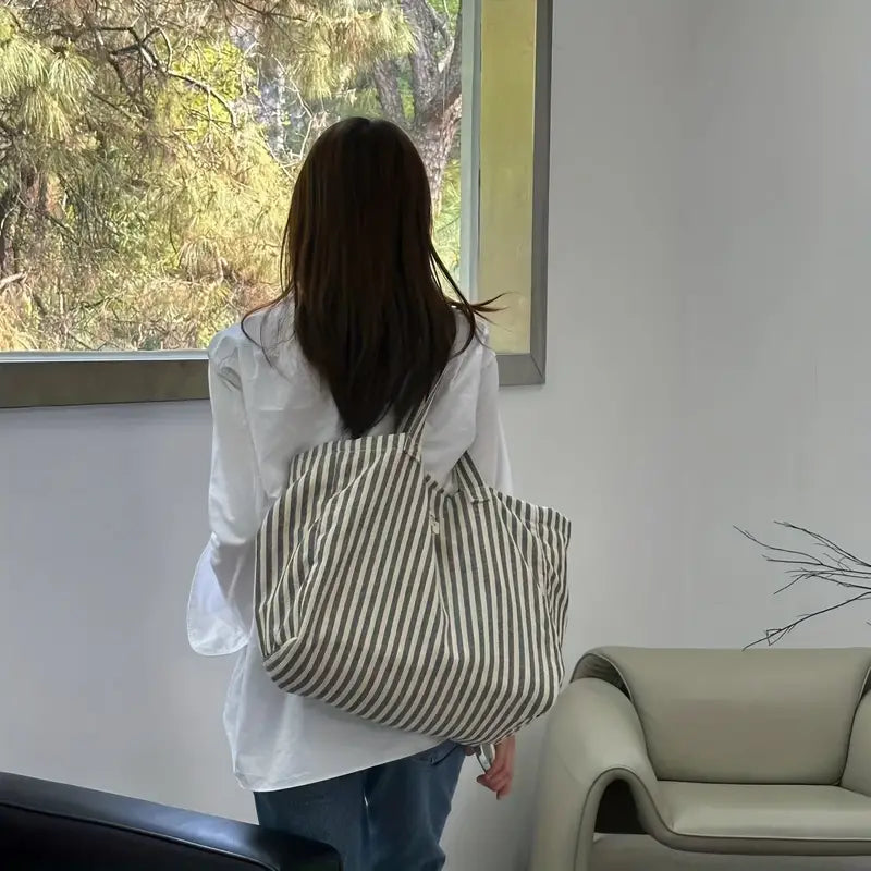 HARPER™ VERTICAL STRIPED FABRIC SHOPPING BAG