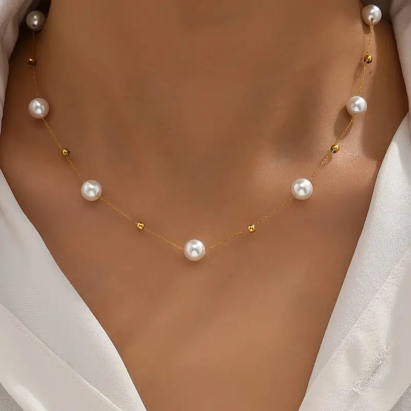 ALINA™ GOLDEN-PLATED PEARL NECKLACE