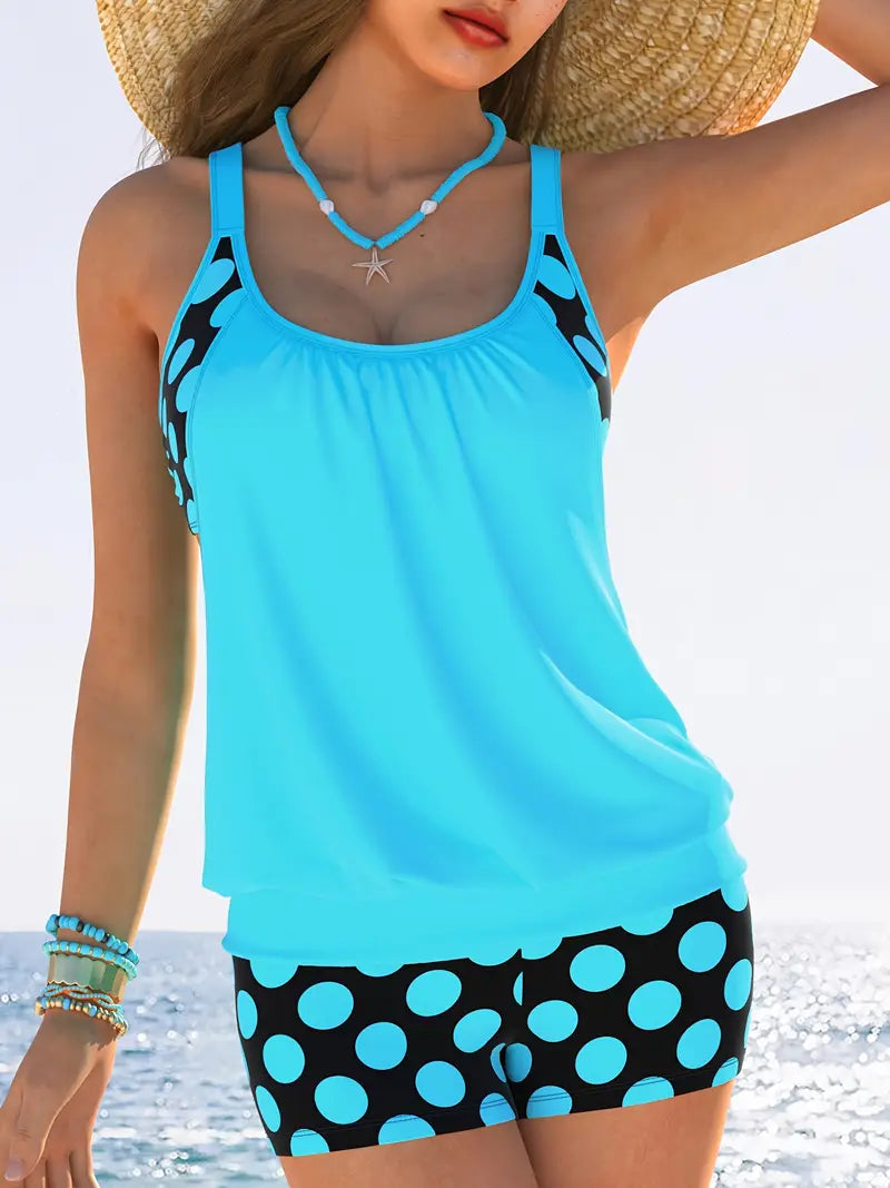WOMEN'S POLKA DOT TANKINI SWIMWEAR SET
